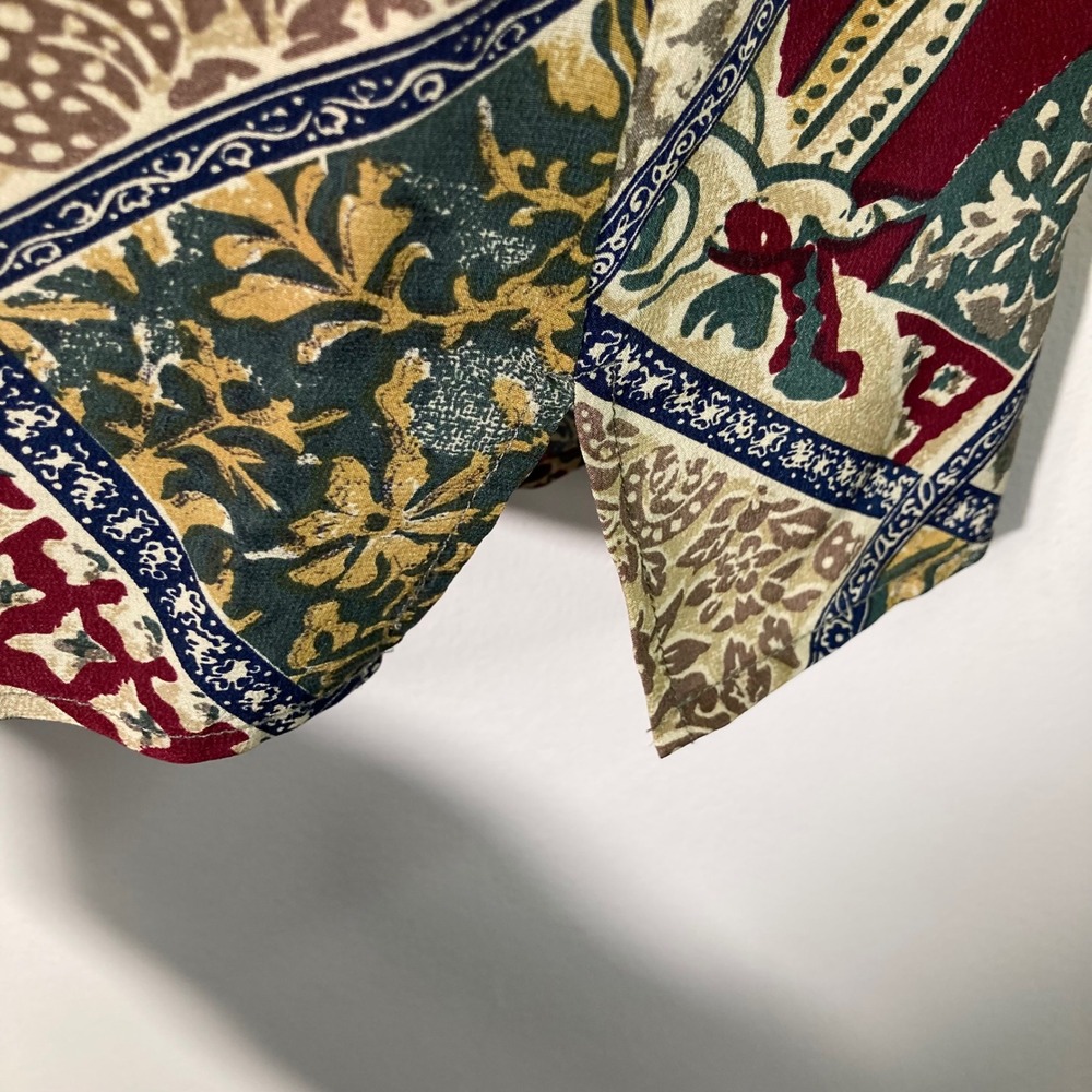 Tess 100% Silk Patchwork Print Button Front Shirt… - image 6